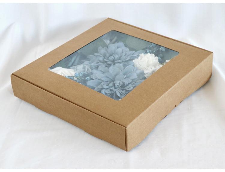 Simulated mixed blue dahlia rose silk fabric aircraft box DIY interior decoration